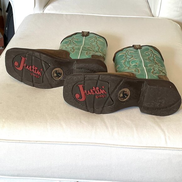 Justin Gypsy Turquoise/Aqua Cowboy Boots-Womens 6.5B - Picture 9 of 12